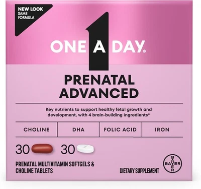 One A Day Prenatal Advanced- Vitaminas com 30+30ct (conjunto total de 60)  - Imagem 1 de 4