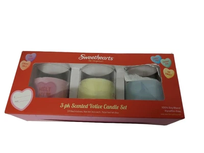 Sweethearts 3 Pack Scented Votive Candle Set Valentines Day New In Box - Image 1 of 4