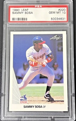 1990 Leaf Sammy Sosa #220 PSA 10 GEM MT Rookie RC - Image 1 of 2