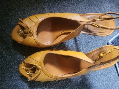 Christian Dior Platform Sandals Heels 39.5 Carmel leather stylish sandal - Image 1 of 4