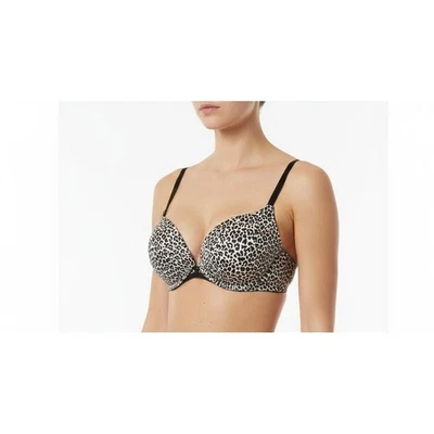 Sujetador Mujer Negro Blanco Estampado Leopardo Muy Sexy Push-Up Correas Ajustables Elegante Foto 1 de 4