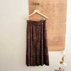 Vintage Moody Floral Aline Midi Skirt USA Made 90s Cottagecore Medium - Picture 1 of 7