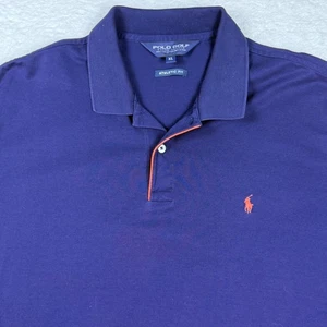 Polo Golf Ralph Lauren XL Vestibilità Atletica Polo Camicia Pima Cotone Blu Arancione - Foto 1 di 9