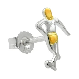 Ohrstecker Ohrring 10x7mm Fußballspieler bicolor Einzel-Ohrstecker 1 Stück Sil - Bild 1 von 2