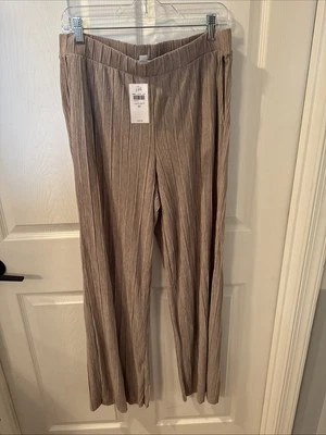 Pantalones J. Jill Marrón Claro Orgánicos Talla Med Plisados Pierna Ancha Jill Pure Jill Foto 1 de 4