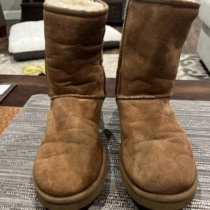 Ugg Womens Classic Short Chestnut Brown Suede Sherpa Boots 5825 Women’s 8 - Picture 1 of 16