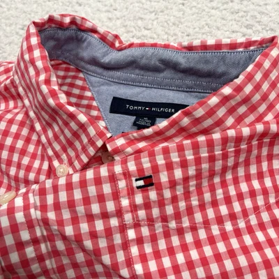 Camisa Tommy Hilfiger Botón Para Hombre XL (SE ADAPTA A M/L) Rosa Cuadros Guinga Oxford Foto 1 de 4