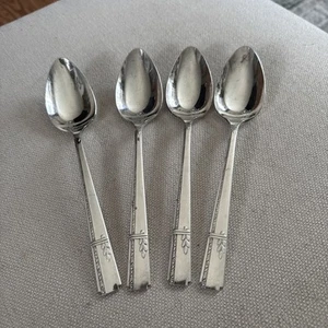 Oneida Prestige GRENOBLE Silverplate 4 Serving Spoons 1938 Flatware - Picture 1 of 6