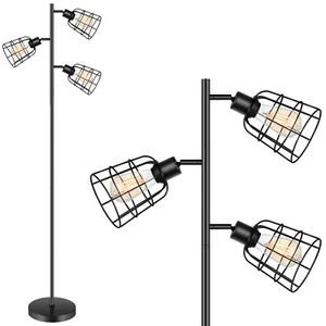 Industrial Floor Lamp 3 Light Fixtures Farmhouse Tall Standing New - Picture 1 of 3