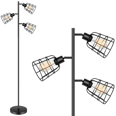 Industrial Floor Lamp 3 Light Fixtures Farmhouse Tall Standing New - Image 1 of 3