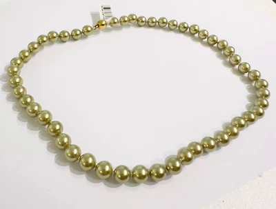 Perlenkette MK Muschelkernperle Perlen  gold bronze 375 er Gold Verschluss Kugel - Bild 1 von 4