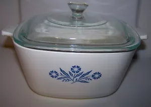 Corning Ware Milk White CORNFLOWER Casserole Bowl & Lid 1.75 quarts P-1 3/4-B - Picture 1 of 6