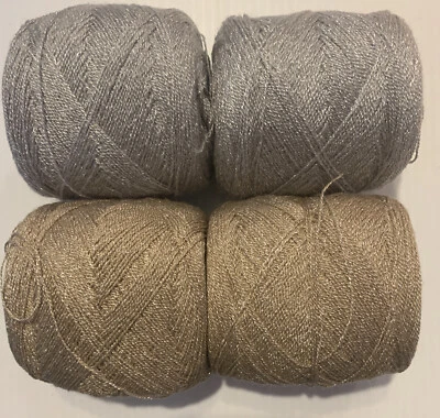 Crystal Lace Yarn. Colors 44 & 1370. Acrylic/Rayon,900 yards each. 1 lot of 4 - Image 1 of 4