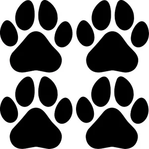 Dog Paw Prints 4 Track Set 2.75x2.75 Vinyl Decals Multiple Colors - Picture 1 of 24