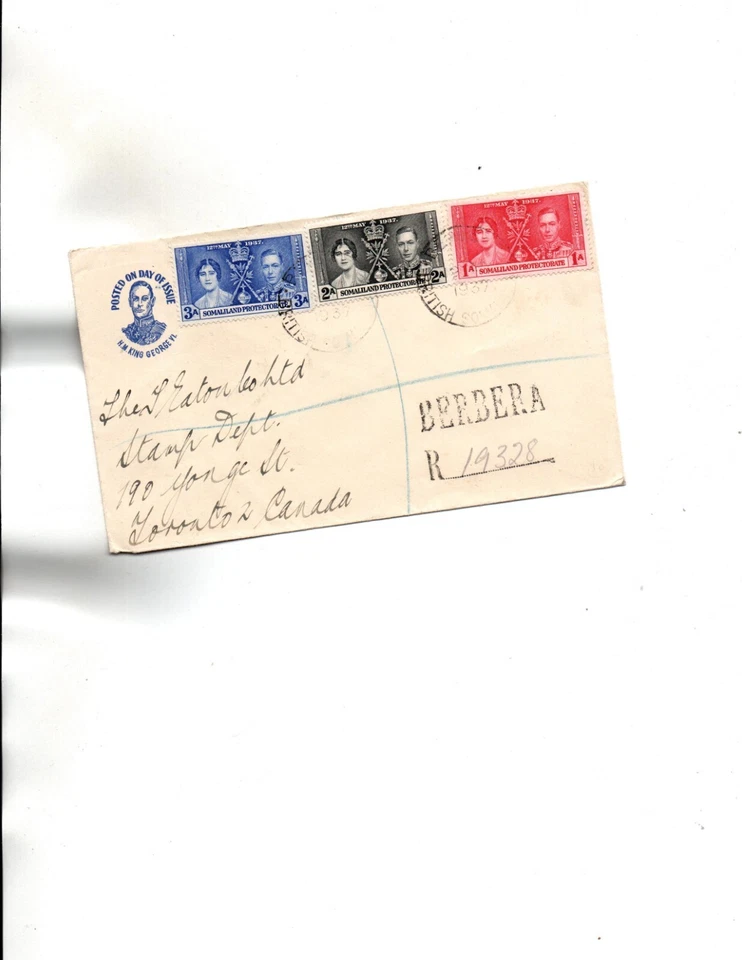 Somaliland FDC -1937 to Canada - Image 1 of 1