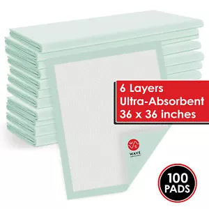 100 36x36 Large Pee Pads Adult Urinary Incontinence Disposable Bed Underpads - Picture 1 of 5