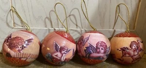 4 adornos vintage de papel maché querubines ángeles muy hermosos - Imagen 1 de 1