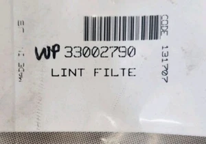 WP33002790 WHIRLPOOL LINT FILTER - Picture 1 of 3