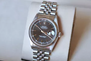 ROLEX Datejust 16234 - black dial, 18k white Gold Stainless Steel, Jubilee - Picture 1 of 12