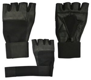 Leather Weight Lifting Padded LONG STRAP GLOVES Exercise Fitness Training Gym - Picture 1 of 5