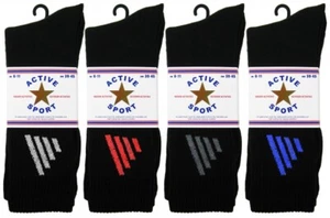 Para hombre Premier Quality Active 4 Rayas Algodón Negro Deportivo 3 Pares Calcetines Gimnasio - Imagen 1 de 1