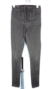 J Brand Womens Skinny Jeans Black Lace Up High Rise Stretch Smil Fit Size W 27 - Picture 1 of 9