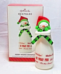 Muñeco de nieve Hallmark Merry Wishes 2014 porcelana y tela edición limitada - Imagen 1 de 1