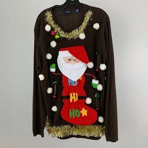 Suéter Feo Navidad Para Hombre Unisex XL Medias de Papá Noel Único Artesanal Campanas - Imagen 1 de 6