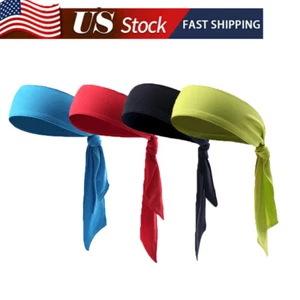 Head Tie Hair Back Band Sports Head Wrap Stretchy Sweatband for Men Women - Picture 1 of 23