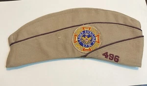 Vintage VFW Ladies Auxiliary Hat Cap Ohio 486 Tan Brown Military Veterans Group - Picture 1 of 11