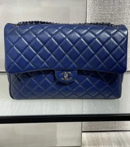 NEW 2025 CHANEL XXL Blue Caviar Classic Travel Flap Bag CC Handbag Airline - Picture 1 of 3