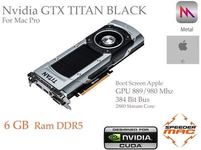  Nvidia TITAN Nera 6GB ram DDR5  Bootscreen Apple Mac Pro 5.1  Monterey Sequoia - Immagine 1 di 4