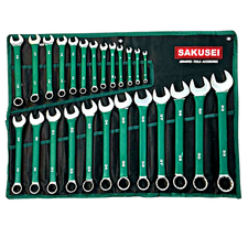 SAKUSEI 25pc Combination Spanner Set Metric 6 - 32mm Soft Grip with Storage Roll