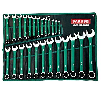 SAKUSEI TOOLS SAKUSEI 25pc Combination Spanner Set Metric 6 - 32mm Soft Grip with Storage Roll