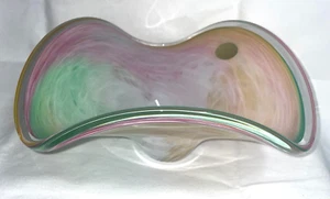 Murano Glass Ware Fruit Bowl 9x9" diam Hand Blown Italy Center Piece - Picture 1 of 11