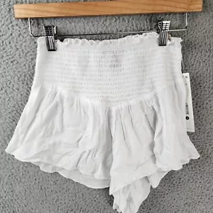 AQUA Swim Smocked Swim Cover Up Shorts Women's XS Snow Pull On + - Picture 1 of 10