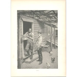Impresión antigua original c1908 - Fisherman Bragging - Hy S. Watson - Imagen 1 de 1