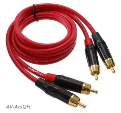 Two-RCA Male/Male Gold-Plated Ultra-Flexible Red Premium Audio Cable - Image 1 of 2