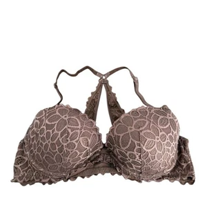 Victoria's Secret PINK Date Racerback Brown Lace Push-Up Bra Size 36C - Picture 1 of 4