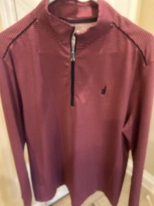 JOHNNIE-O Size Medium Mens 1/4 Zip Berry Striped Performance Wind Shirt Golf UV+ - Picture 1 of 6