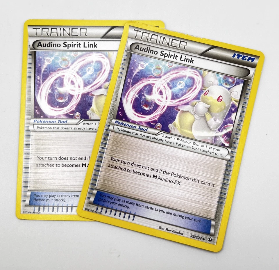 Audino Spirit Link 92/124 x2 2x Pokémon Card 2016 Fates Collide LP - Image 1 of 1
