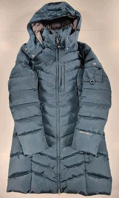 Eddie Bauer Sun Valley Down Parka Womens Medium Teal Blue 650 Fill Hooded Zip Up - Image 1 of 4