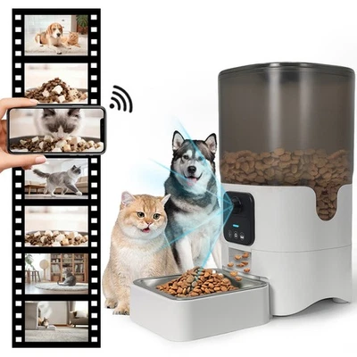 Automatic Cat Feeder, 6L 2.4G/5G WiFi Cat Food Dispenser with 10s Voice Recorder - Image 1 of 4