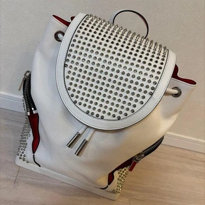 Christian Louboutin Explorer Funk Mochila Hombre Cuero Blanco Rojo Usado - Imagen 1 de 5