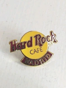 Hard Rock Cafe Madrid Orange Logo Red& Gold Letters & Background Pin - Picture 1 of 5