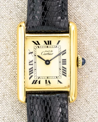 Cartier Tank Must de SM 1980 vintage - esfera limón - reparado Foto 1 de 4