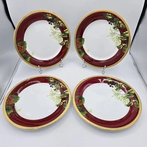 4er Set Charter Club Grand Buffet HOLLY BERRY 9,5 Zoll Salat oder Mittagessen Teller - Bild 1 von 5