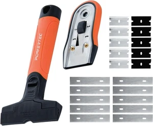 POWERTEC Razor Blade Scraper Tool Set with 20 Blades - 3.5" & 1.5" Black  - Picture 1 of 8