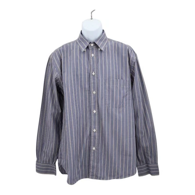 Brioni for Neiman Marcus Button Down Shirt Long Sleeve XL Blue Striped Cotton - Image 1 of 4