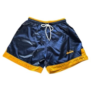 VTG 90s Diadora Satin Nylon Soccer Shorts Mens Small Navy - Picture 1 of 6